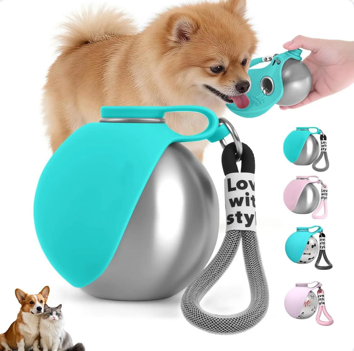 Dogs Drinking Bottle with Silicone Bowl,