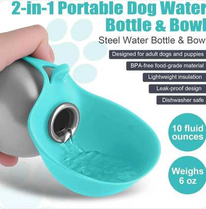 Dogs Drinking Bottle with Silicone Bowl,
