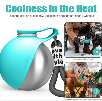 Dogs Drinking Bottle with Silicone Bowl,